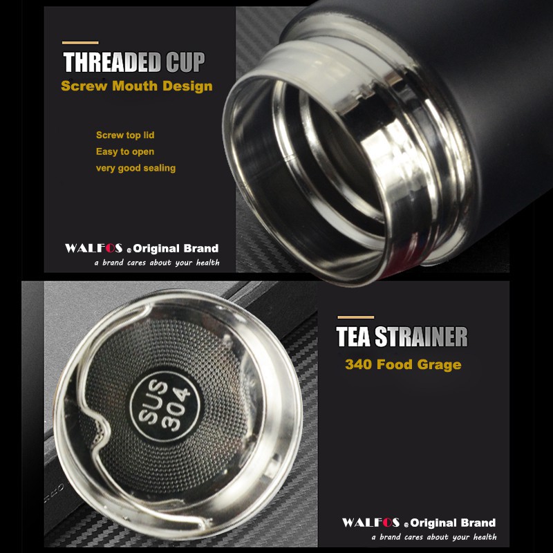 Chai nước Walfos bằng thép không gỉ 500ml 5 màu tuỳ chọn