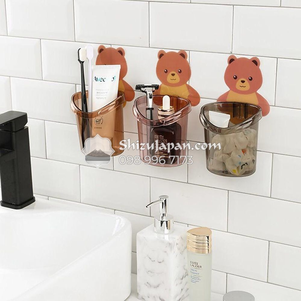 Cốc Gấu, Ly Đựng Bàn Chải Đánh Răng, Muỗng Đũa Dán Tường