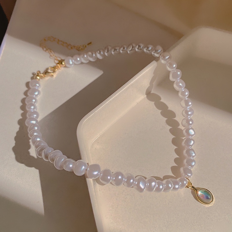 Vòng cổ Đính Ngọc Trai Hình Giọt Nước Phong Cách Baroque