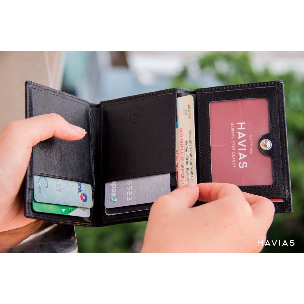 Ví da gấp quà tặng Mini NOTE Wallet HAVIAS 2 màu trendy miễn phí gói quà