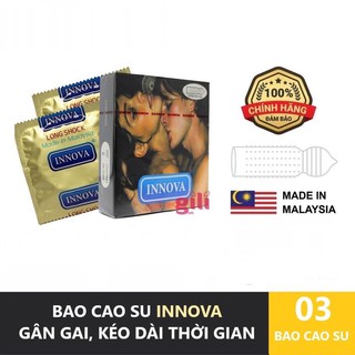 [CHÍNH HÃNG CÓ NHÃN PHỤ] BAO CAO SU MALAYSIA GÂN GAI, KÉO DÀI THỜI GIAN INNOVA (hộp 03 cái)