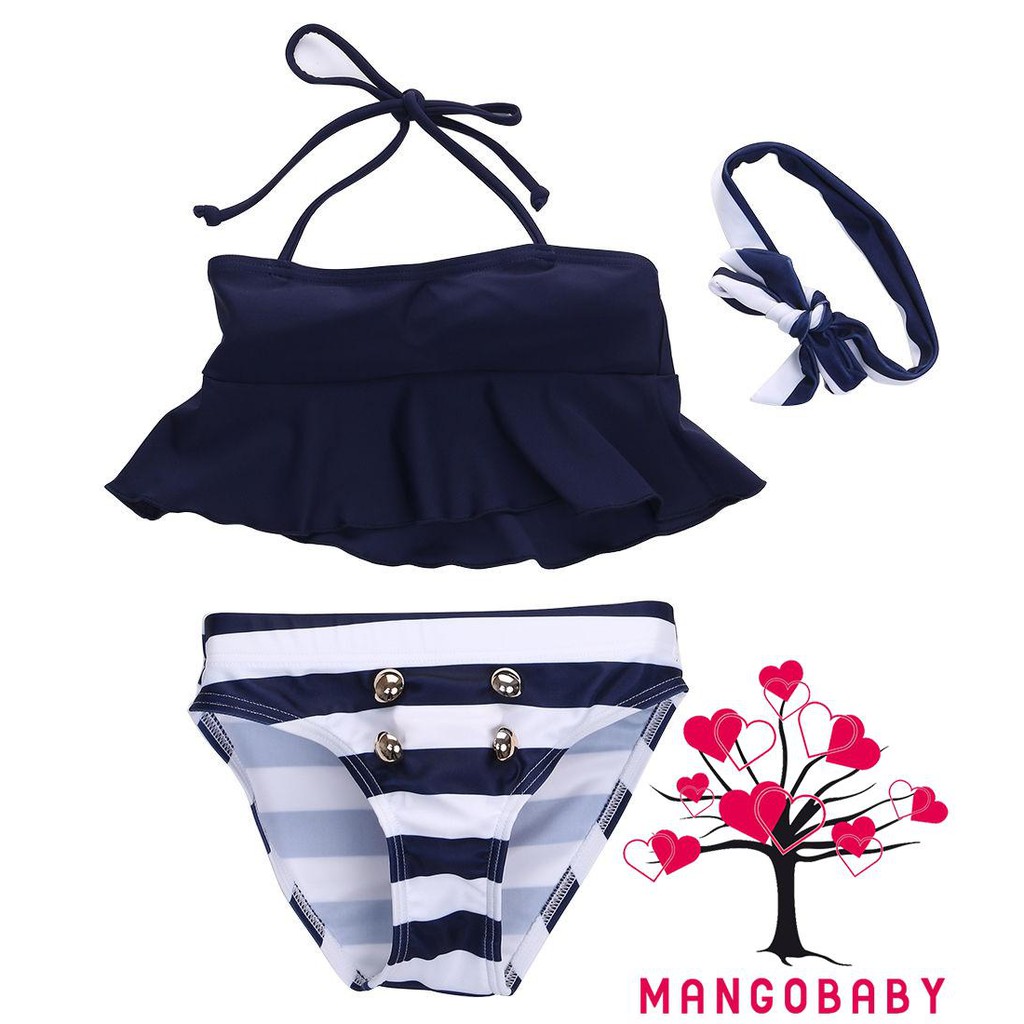 Bộ Đồ Bơi Bikini Màu Xanh Navy Thời Trang Cho Bé Gái 0 Tuổi