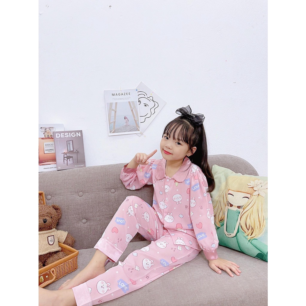 SIZE ĐẠI 24-36kg: Bộ pijama lụa siêu chát cho bé gái - BPL21