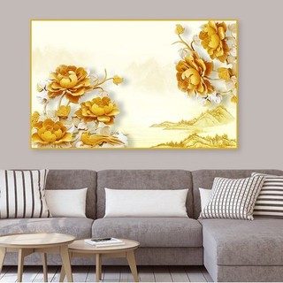 tranh treo tường hoa mẫu đơn và phong cảnh nhận đặt tranh theo yêu cầu
