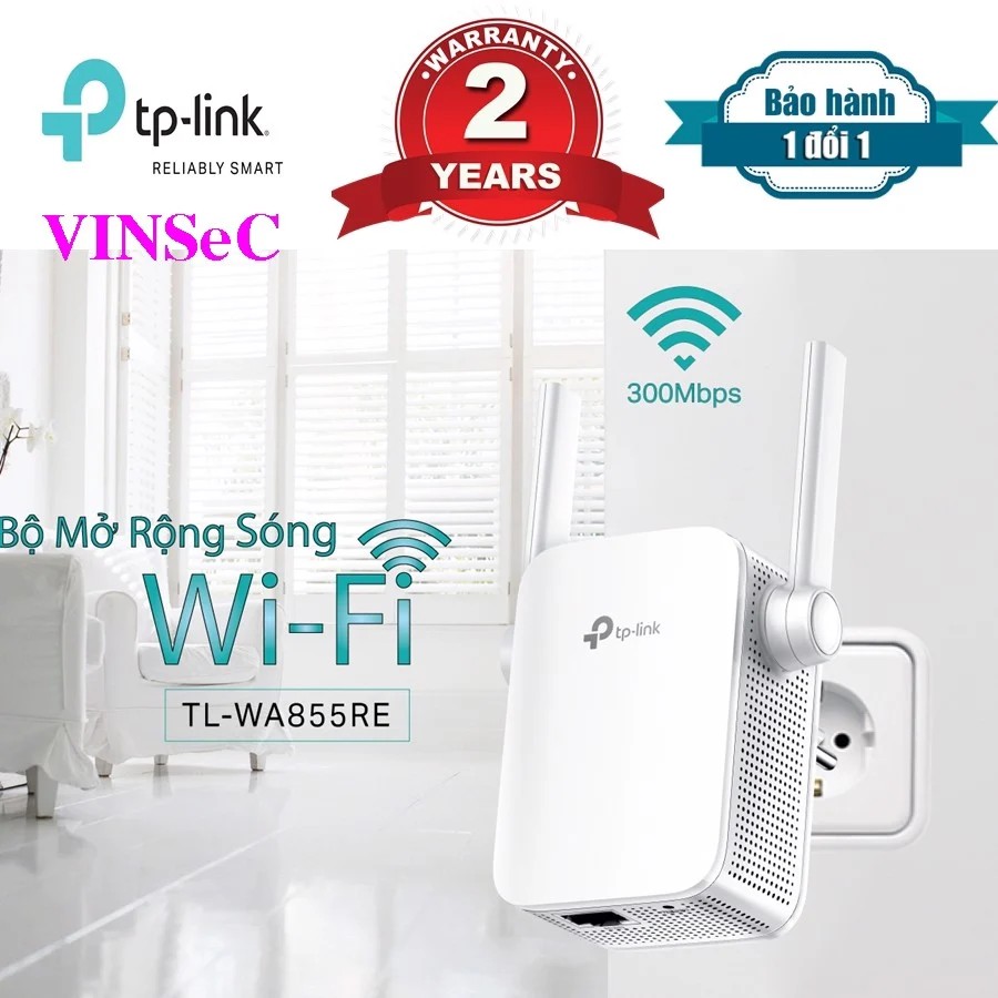 Bộ mở rộng phát sóng wifi gắn tường TP- Link TL-WA855RE chuẩn N300Mbps