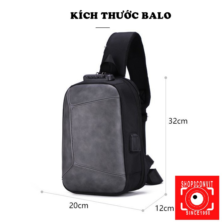 Balo đeo chéo thời trang chống trộm 3 sọc Sling Bag 2021