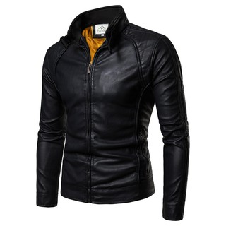 Áo khoác da nam xịn lót lông có túi trong cao cấp AD28