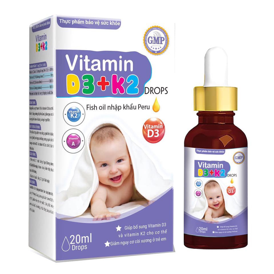 Vitamin D3 + K2 Drops - Bổ sung vitamin Tăng cường hấp thu canxi tối đa