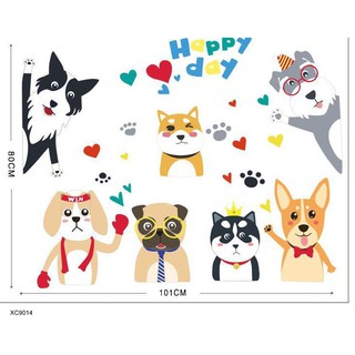 Decal dán tường hình thú Happy Day