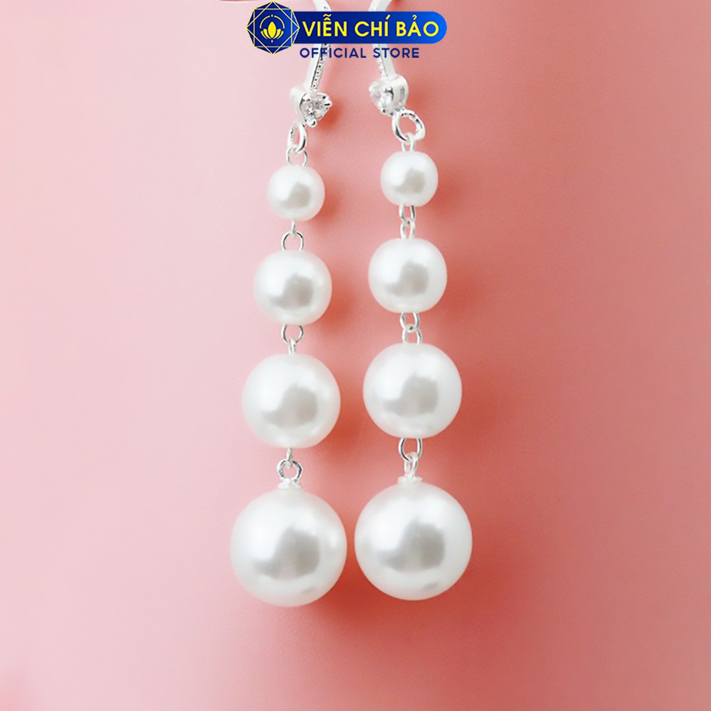 Bông tai bạc nữ chuỗi hạt chầu chất liệu bạc 925 thời trang phụ kiện trang sức nữ Viễn Chí Bảo B400323