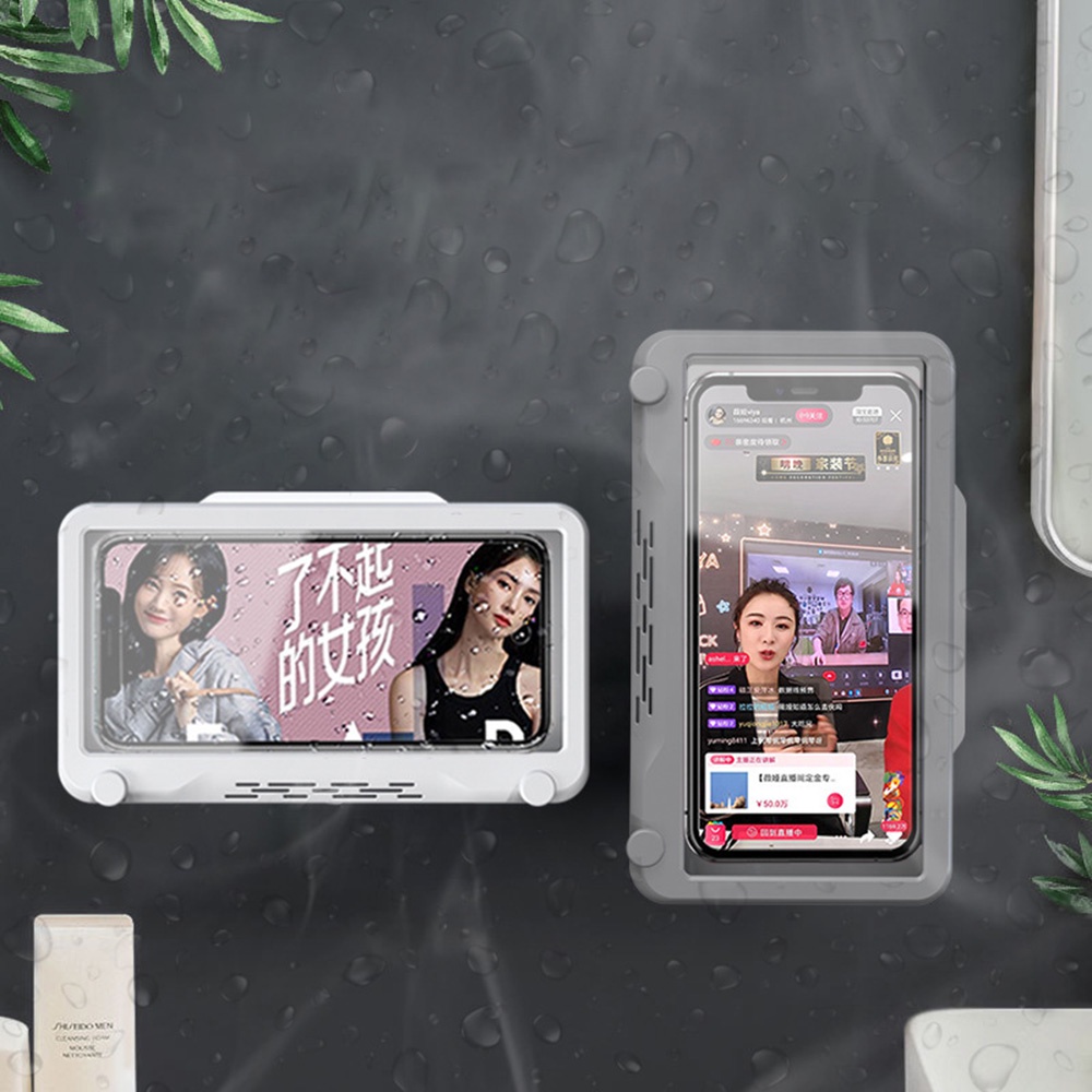 360° Giá Đỡ Điện Thoại Gắn Tường Không Cần Đục Chống Nước Có Thể Xoay Được Cho Nhà Tắm
