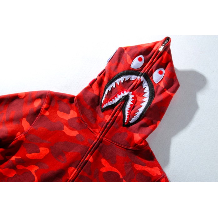 Áo khoác Bape cá mập WGM thêu,Bape 1màu đỏ tím  xanh dương hồng xanh  lá cây nam nữ