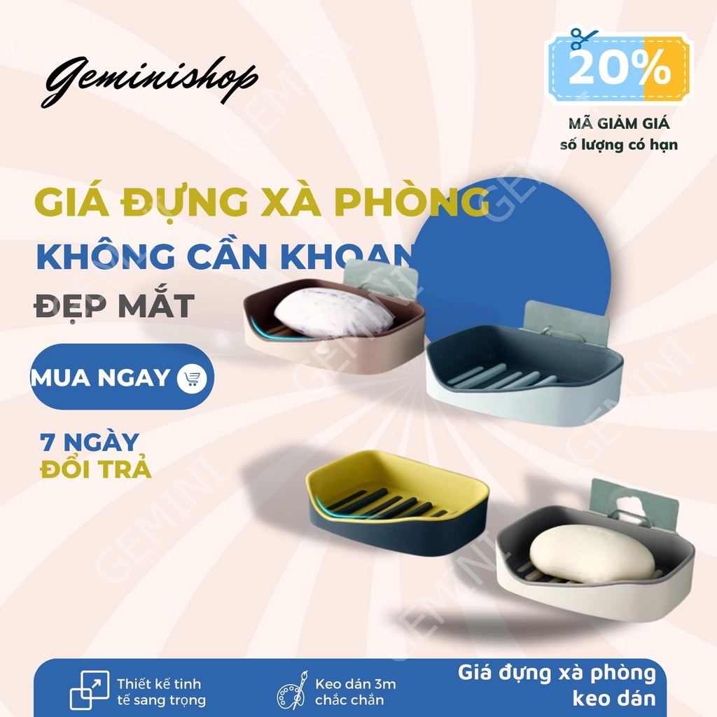 Khay đựng để xà bông xà phòng dán tường 2 lớp Kệ Đựng Xà Bông Xà Phòng Cao Cấp dán tường KXP01 GEMINI SHOP