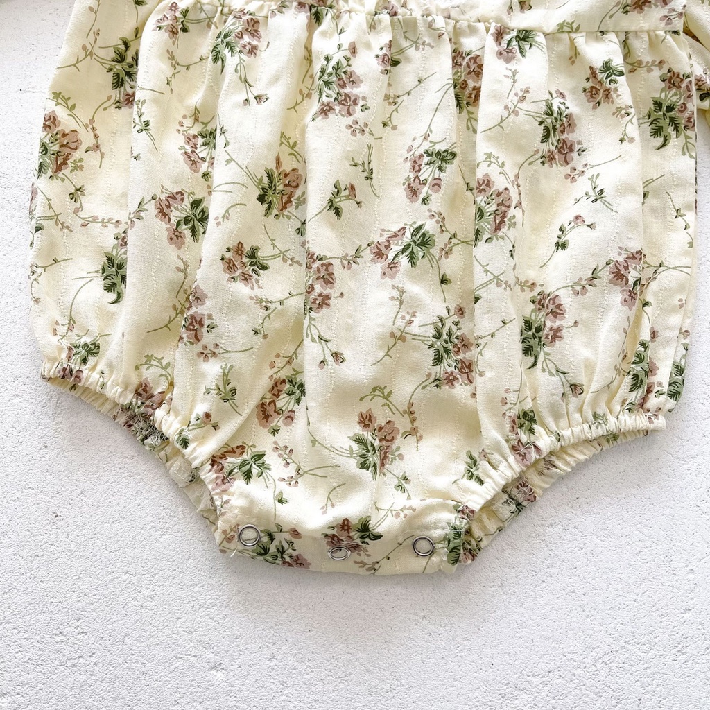 Áo liền quần dài tay in hoa cho bé gái sơ sinh