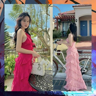 Đầm nữ bèo gợn sóng cổ yếm - thời trang dressery store