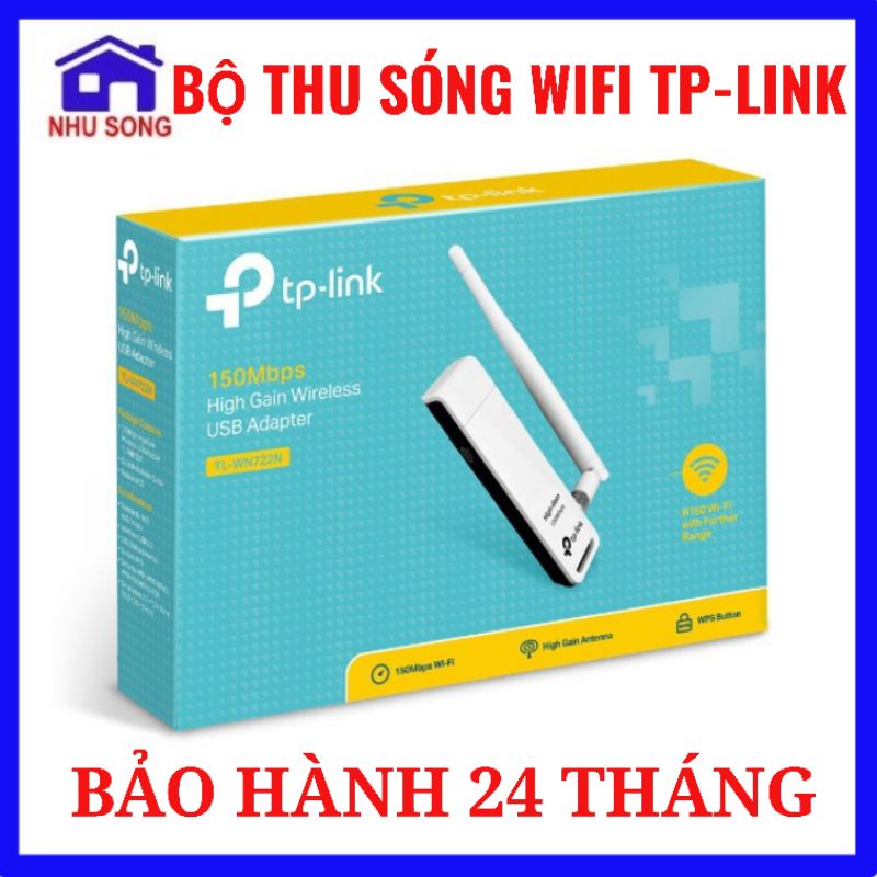 Bộ Thu Sóng Wi-Fi Tp-Link TL-WN722N Chuyển Đổi USB Wi-Fi Độ Lợi Cao Tốc Độ 150Mbps - Chính Hãng - Bảo Hành 24 Tháng