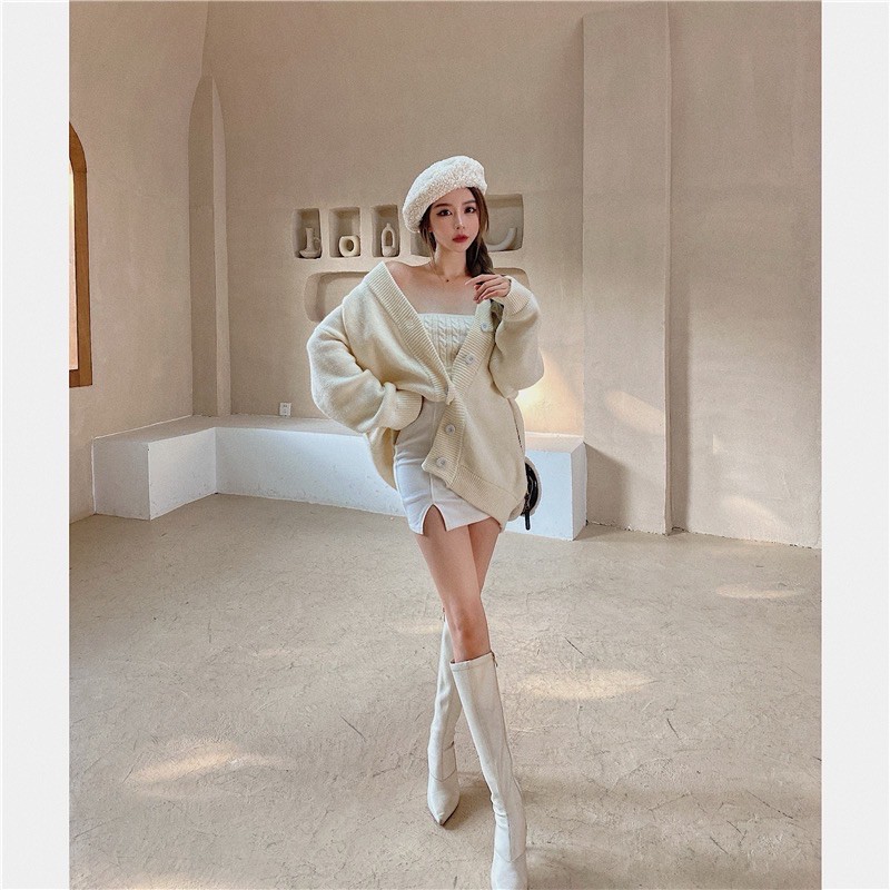 Áo khoác len kèm quây