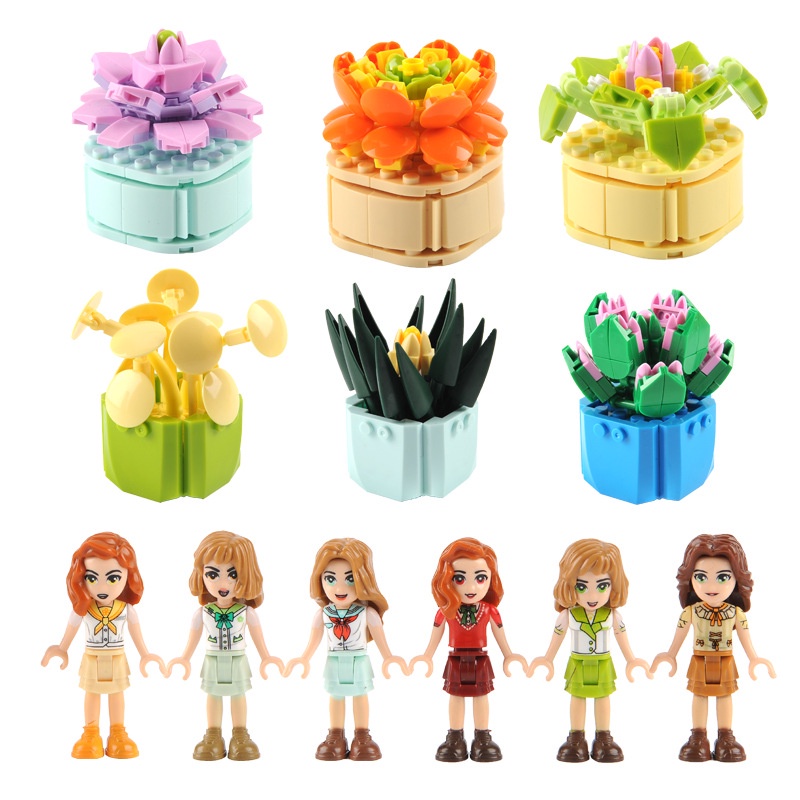 Cayi Bộ Đồ Chơi Xếp Hình Chậu Hoa Nhỏ Phong Cách Nông Dân Nhật Bản
