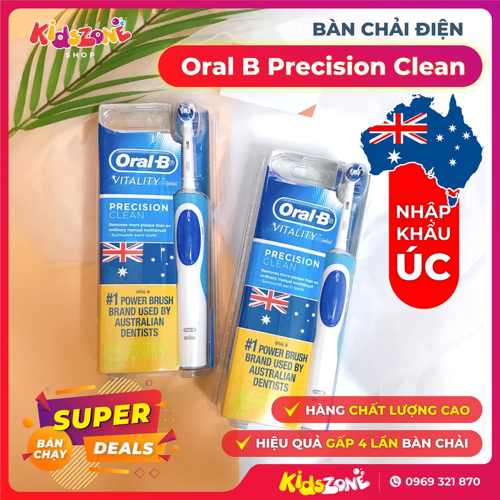 Bàn Chải Máy Đánh Răng Điện Oral-B Vitality Chính Hãng, Nhập Khẩu Từ Úc, PIN Sạc 1 Lần Dùng Cả Tuần [ Bảo Hành 6 Tháng ]