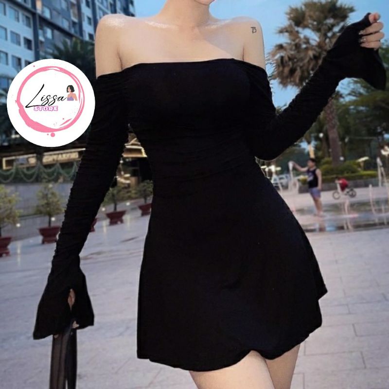 Đầm body đầm loe tay dài khoe vai gợi cảm chanh xả😎 Đ6  Lissa