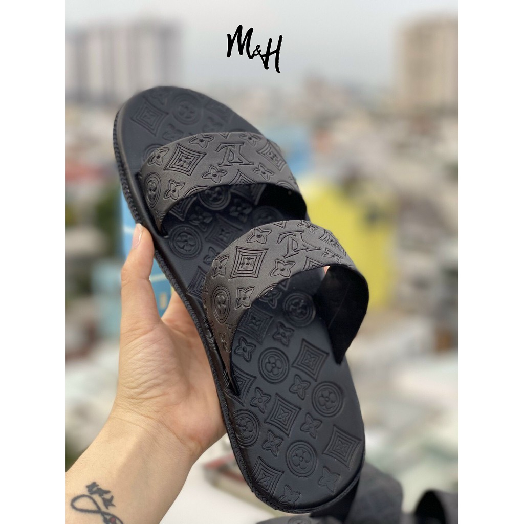 Dép Da PU LV Nam, Nữ, Unisex Quai Đôi Thiết Kế Cao Cấp, Êm Chân & Siêu Chất Lượng