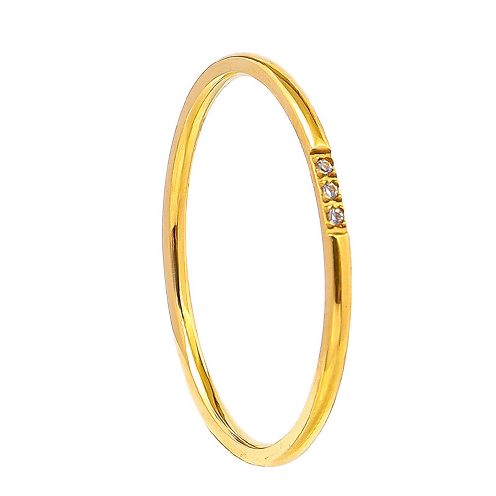 Nhẫn Thép Titan Siêu Mỏng Đính Kim Cương Giả Đơn Giản Thời Trang Hàn Quốc Cho Nữ