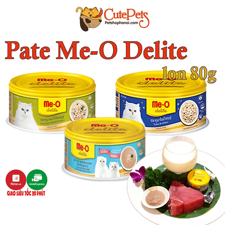 Xốt cho mèo Me-O Delite Lon 80g, thức ăn cho mèo - Phụ kiện thú cưng Hà Nội