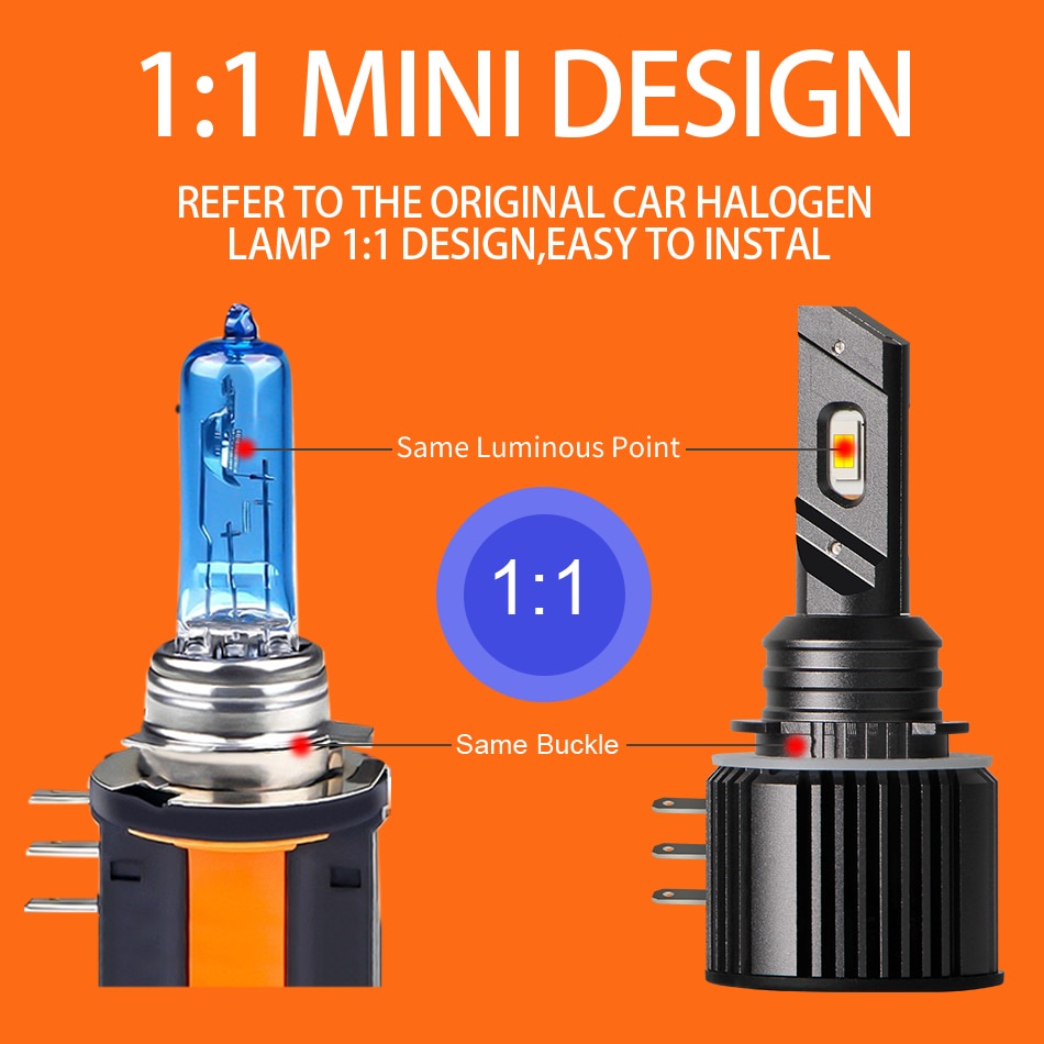 Set 2 Đèn Pha LED H15 20000LM Cho Xe Audi Caravel VW Golf 6 7 Mk6 Mk7 Mazda 3 6 GJ Cx-5