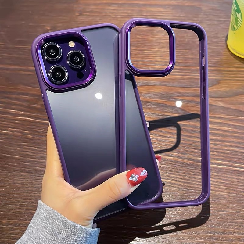 Ốp Điện Thoại iphone 14 pro max Màu tím ốp iphone 14 plus promax 12 13 11 pro max case ốp lưng 13 12 11 Thấu kính bảo vệ acrylic Trong Suốt Chống Sốc Bảo Vệ Ống Kính Máy Ảnh Cho