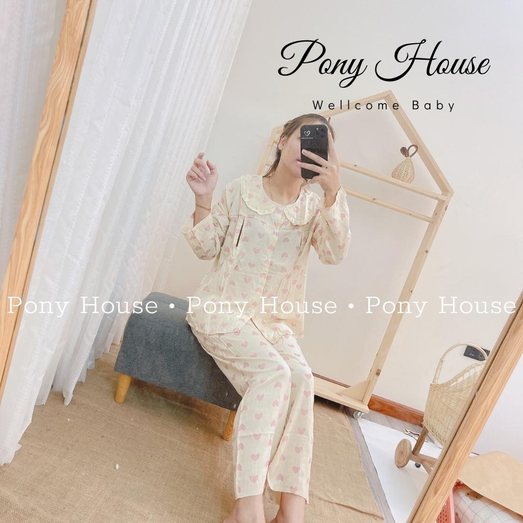 Bộ Bầu Sau Sinh Dài Tay Chất Đũi Hàn Siêu Mềm, Có Khóa Cho Con Bú Cao Cấp (Free Size 45-58kg)