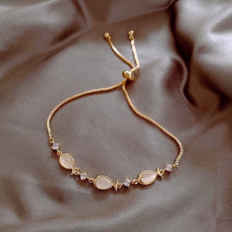 Vòng Tay Đính Đá Opal Có Thể Điều Chỉnh Phong Cách Hàn Quốc Thời Trang Cho Nữ