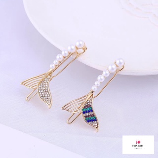 Korean pearl hairpin Mermaid hairpin women's Korean pearl banger super fairy girl frog buckle clip