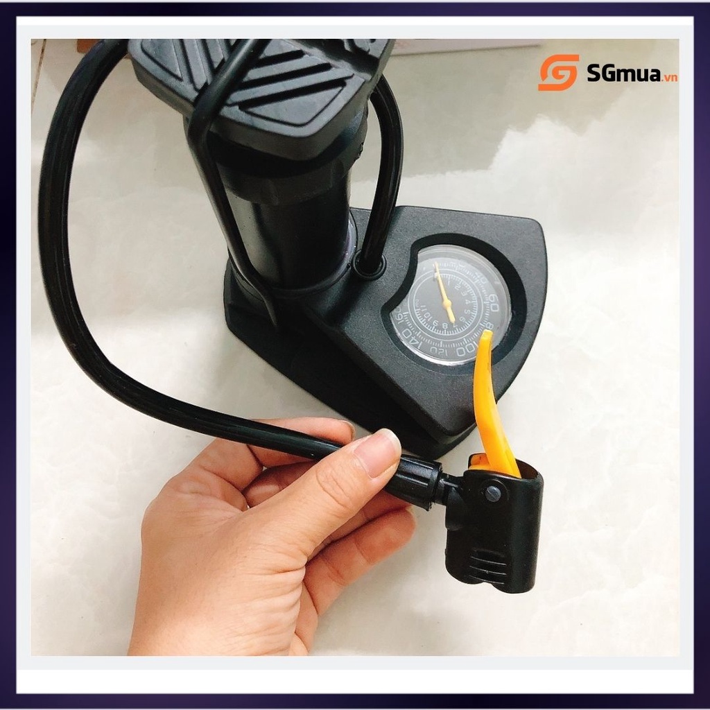 Bơm Hơi Đạp Chân Mini Đa Năng Có Đồng Hồ Đo Áp Suất, Nhỏ Gọn, Bơm Xe Máy, Xe Đạp, Lốp Ô Tô, Tiện Lợi