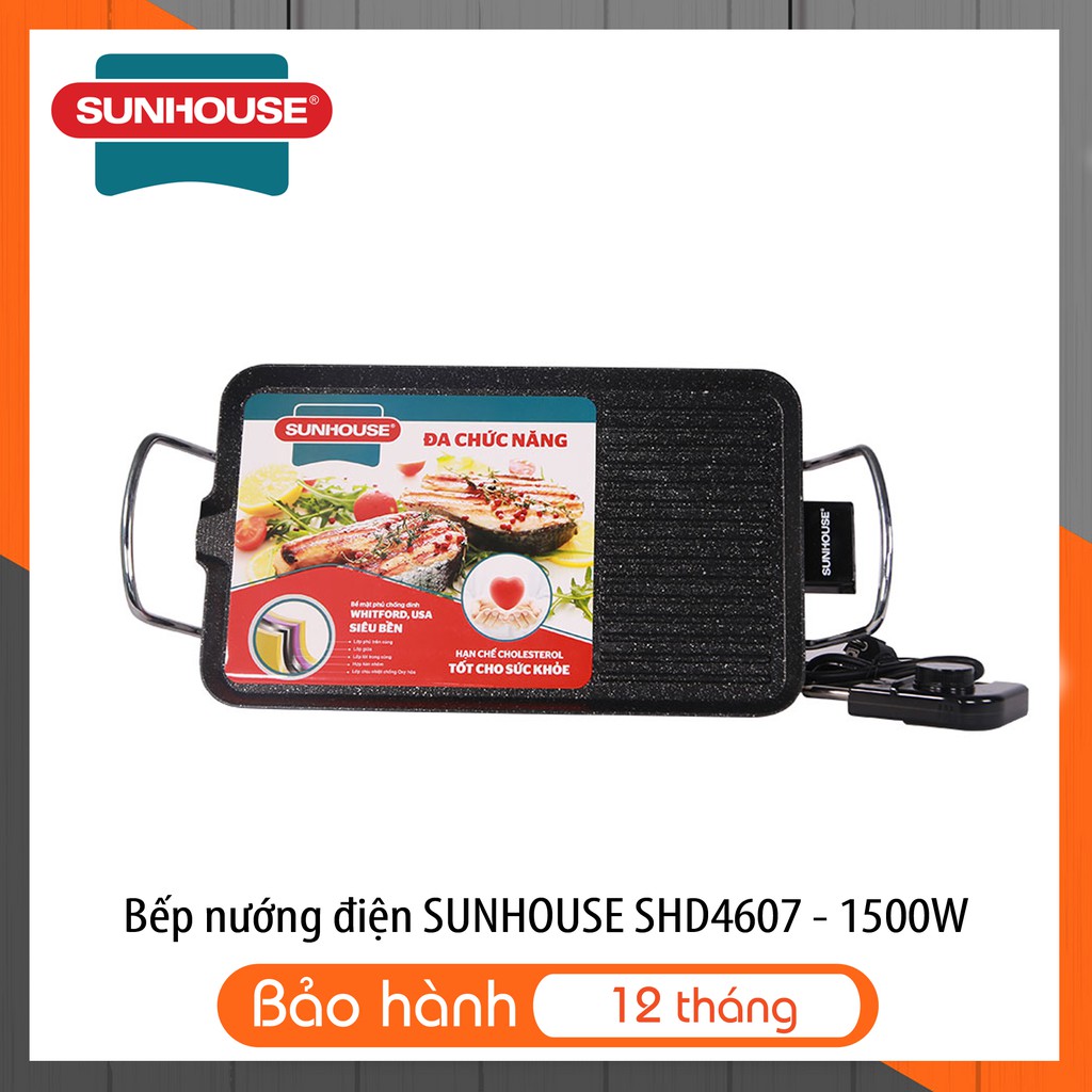 Bếp nướng, vỉ nướng điện không khói BBQ Sunhouse SHD4607 [Tặng Quà]