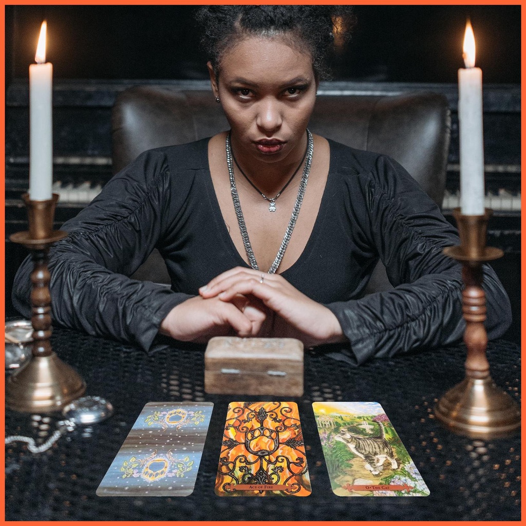 Bộ Bài Tarot Phiên Bản Tiếng Anh Hình Mèo Và Hoa Màu Sắc Ngôn Ngữ Oracle Sử Dụng Trong Gia Đình chunvn