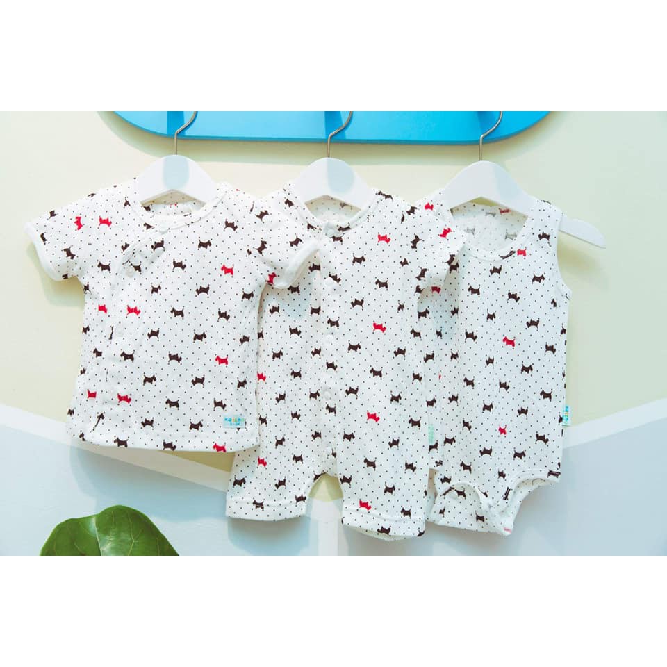 Body Kaizoo Tay Ngắn Quần Ngắn sợi tre Hình Cún Bé 0-24M (RBD7911)