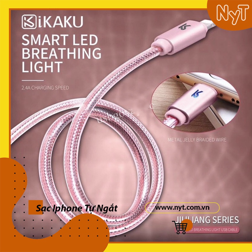 Cáp Sạc Nhanh IPTự Ngắt 2.8A Kaku-Dài 2M,Bảo hành 1 Năm