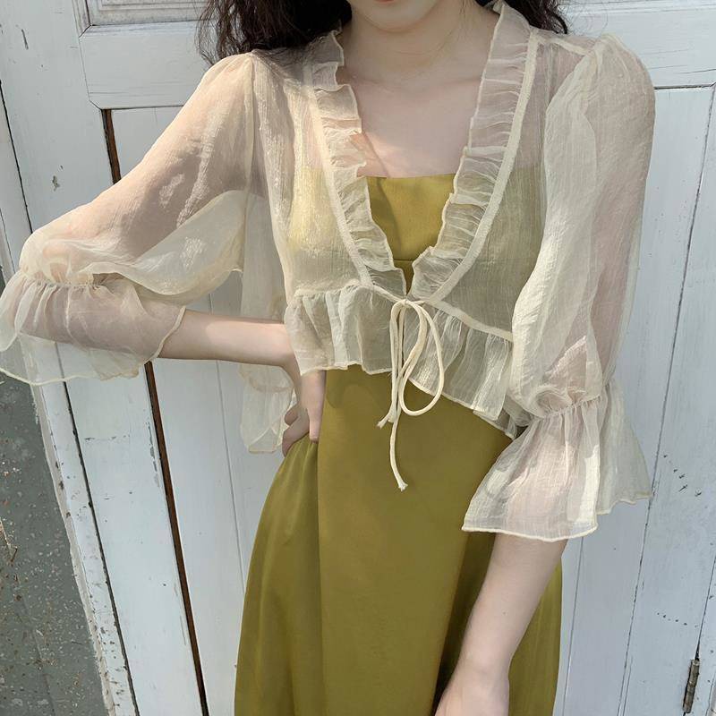 Áo Khoác Voan cardigan Mỏng Dáng Ngắn Thời Trang Mùa Hè Hàng Mới Dành Cho Bạn Nữ