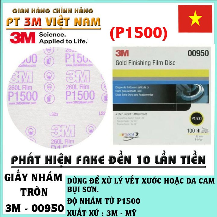 5 Tờ Giấy Nhám Tròn 3M 00950 Độ Nhám P1500 - 260L