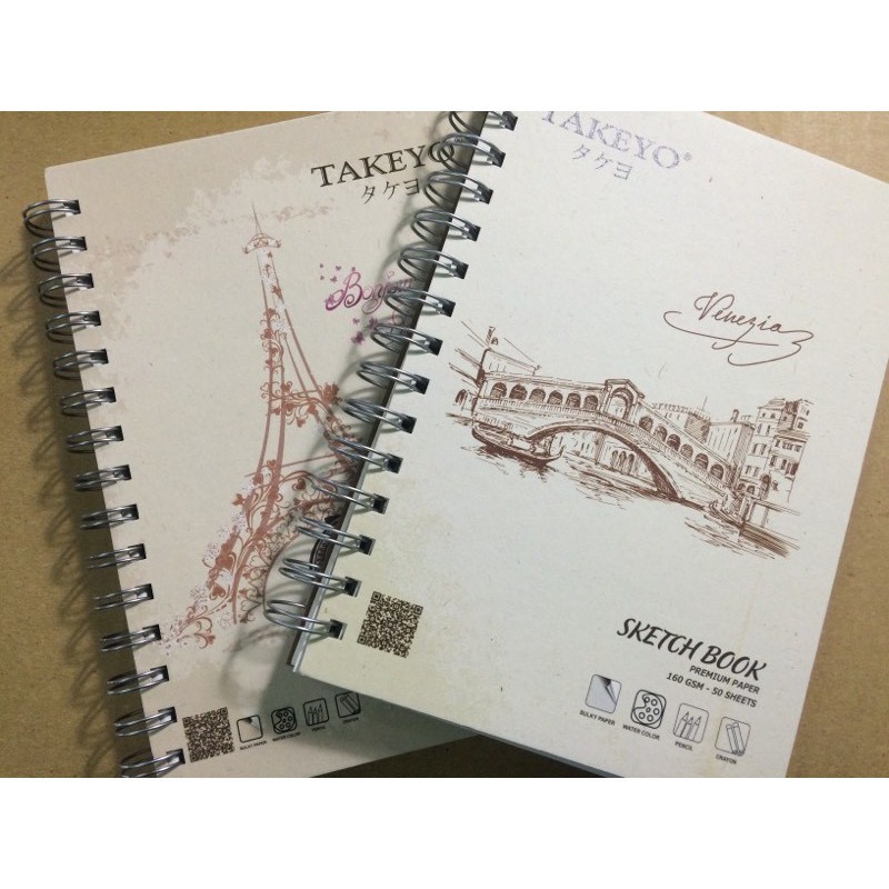Sổ vẽ lò xo Takeyo B5 giấy màu ngà Sketch Book TMG- 8523