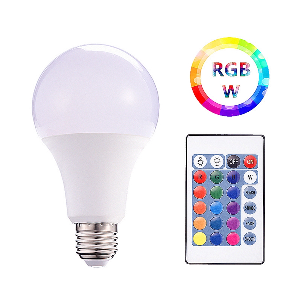 Bóng Đèn Led E27 3W 5W 10W 15W Nhiều Màu RGB Kèm Remote Điều Khiển Từ Xa 220V