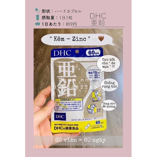 [Hàng_Nhật]  Viên uống Bổ sung Kẽm DHC Zinc 60 Ngày (60 Viên) | Thế Giới Skin Care