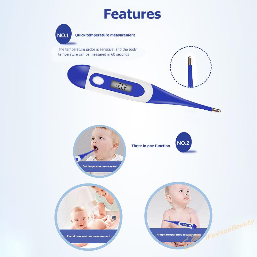 【New】Electronic Soft Head LCD Thermometer Body Fever Temperature for Baby Adults