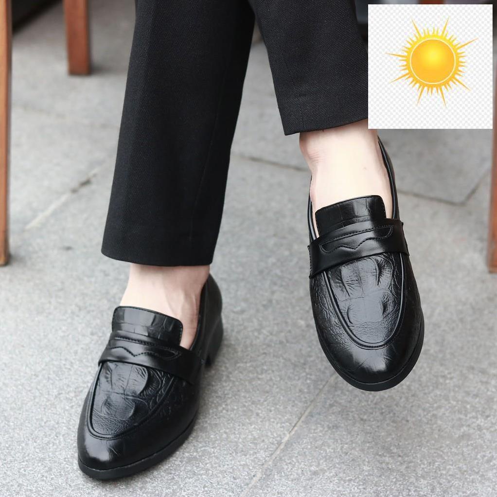 『BÁN CHẠY』Giầy Lười Nam Da Dập Vân Cá Sấu Cao Cấp Giá Rẻ Đế 3cm Quai Ngang - Udon Shoes