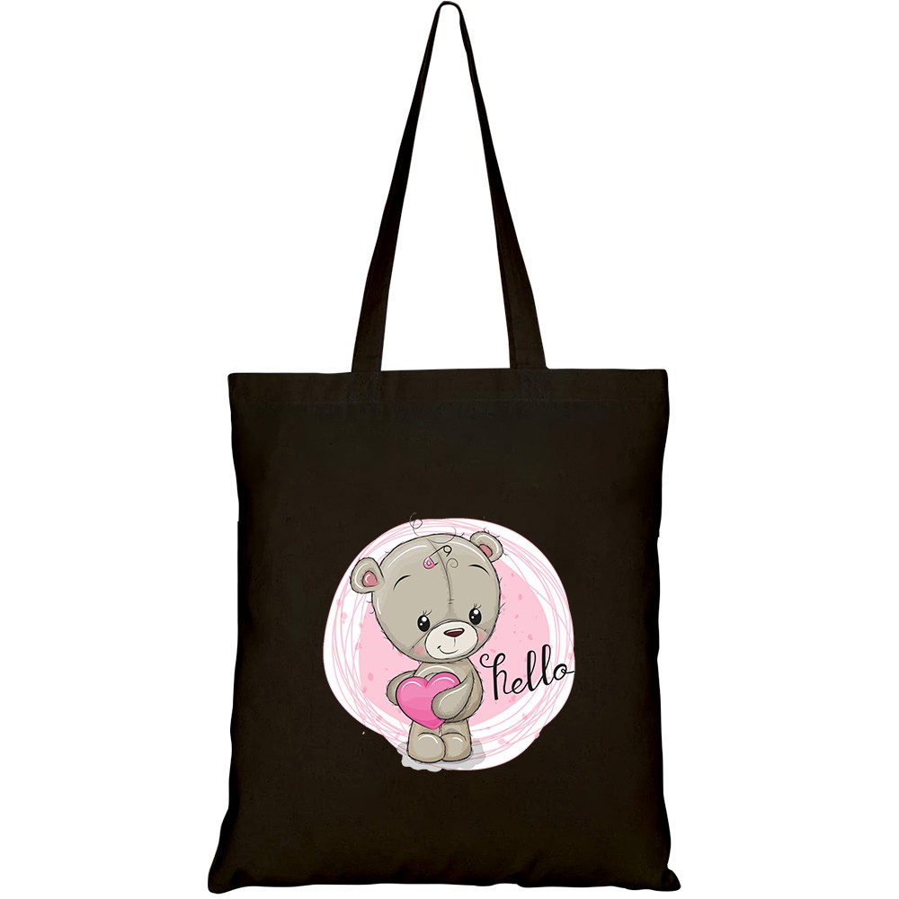 Túi vải tote canvas HTFashion in hình cute cartoon teddy bear girl HT329