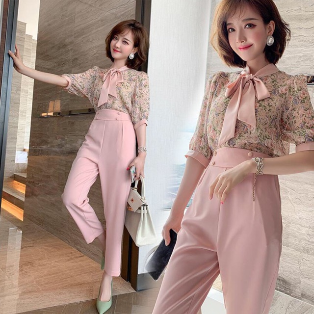 Set bộ công sở thời trang cổ nơ cao cấp bao đẹp size M L Xl 2Xl