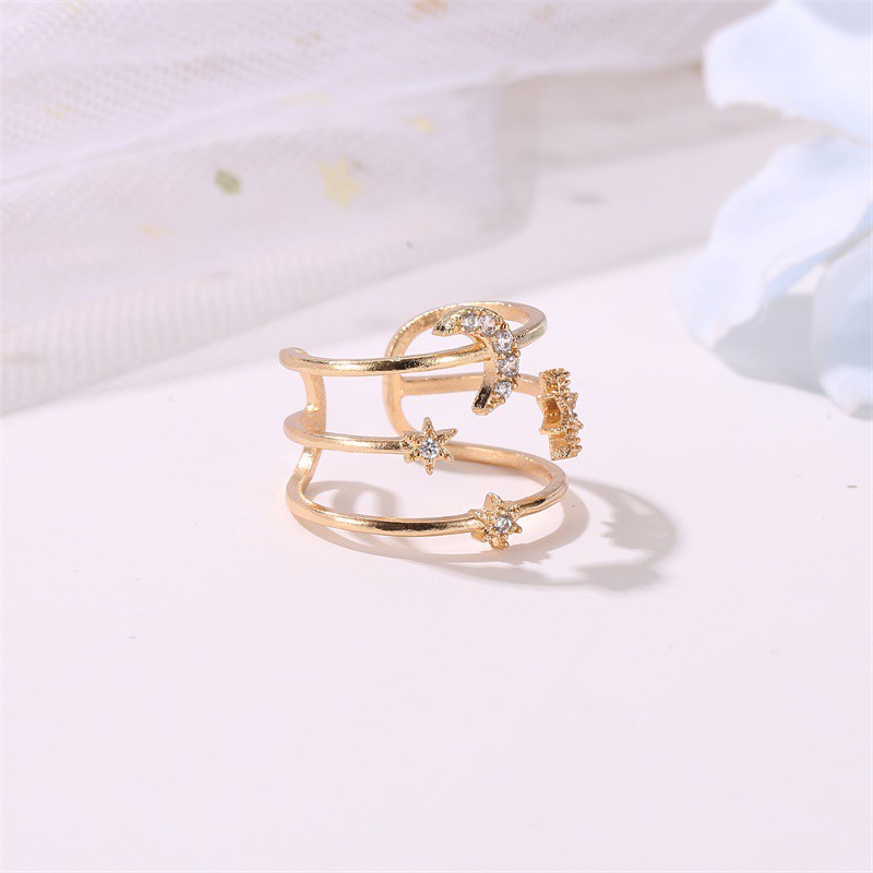 Trendy Three-star and Moon Decorative Ring for Women