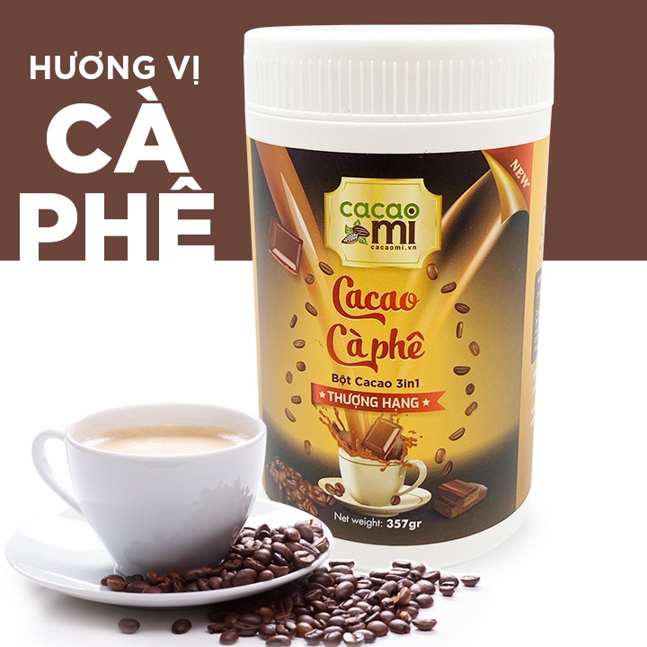 Bột cacao thuần chay đậm đà ca cao nguyên chất mix 4 vị cà phê, sữa dừa, socola - Thức uống hỗ trợ tim mạch, trí nhớ