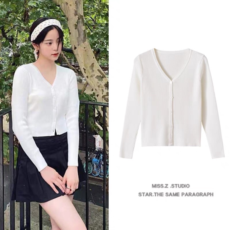 Áo khoác cardigan tay dài chất thun gân mềm co giãn 4c