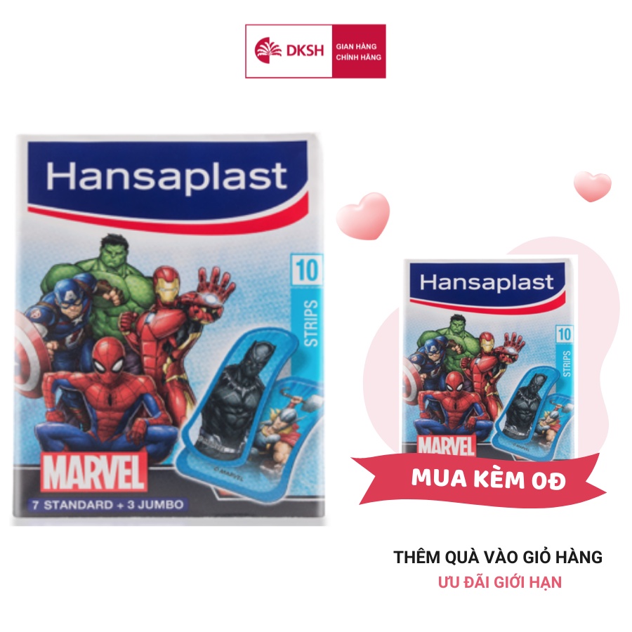 Băng cá nhân Hansaplast Marvel (gói 10 miếng) - Độc quyền duy nhất tại Việt Nam - Thương hiệu của Đức